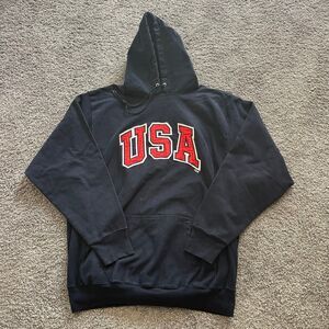 Vintage Steve & Barry’s USA Embroidered Heavyweight Hoodie Sweatshirt Size XL